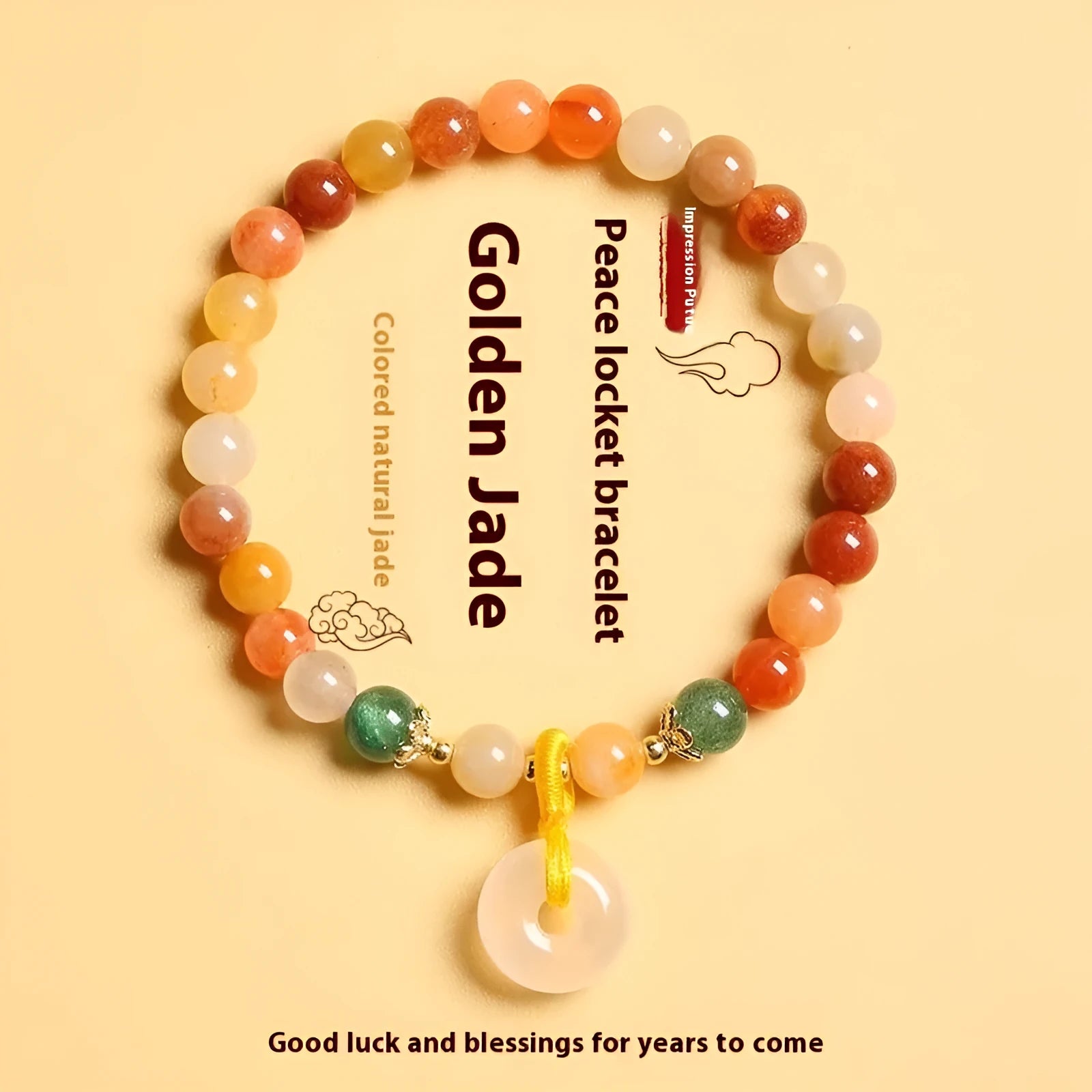Handmade natural Jinsi Jade and Red Agate bracelet with safety buckle peace clasp