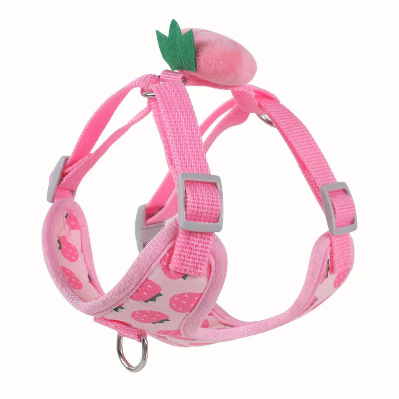 Reflective vest-style dog harness for small breeds in carrot orange colour with hand-holding rope