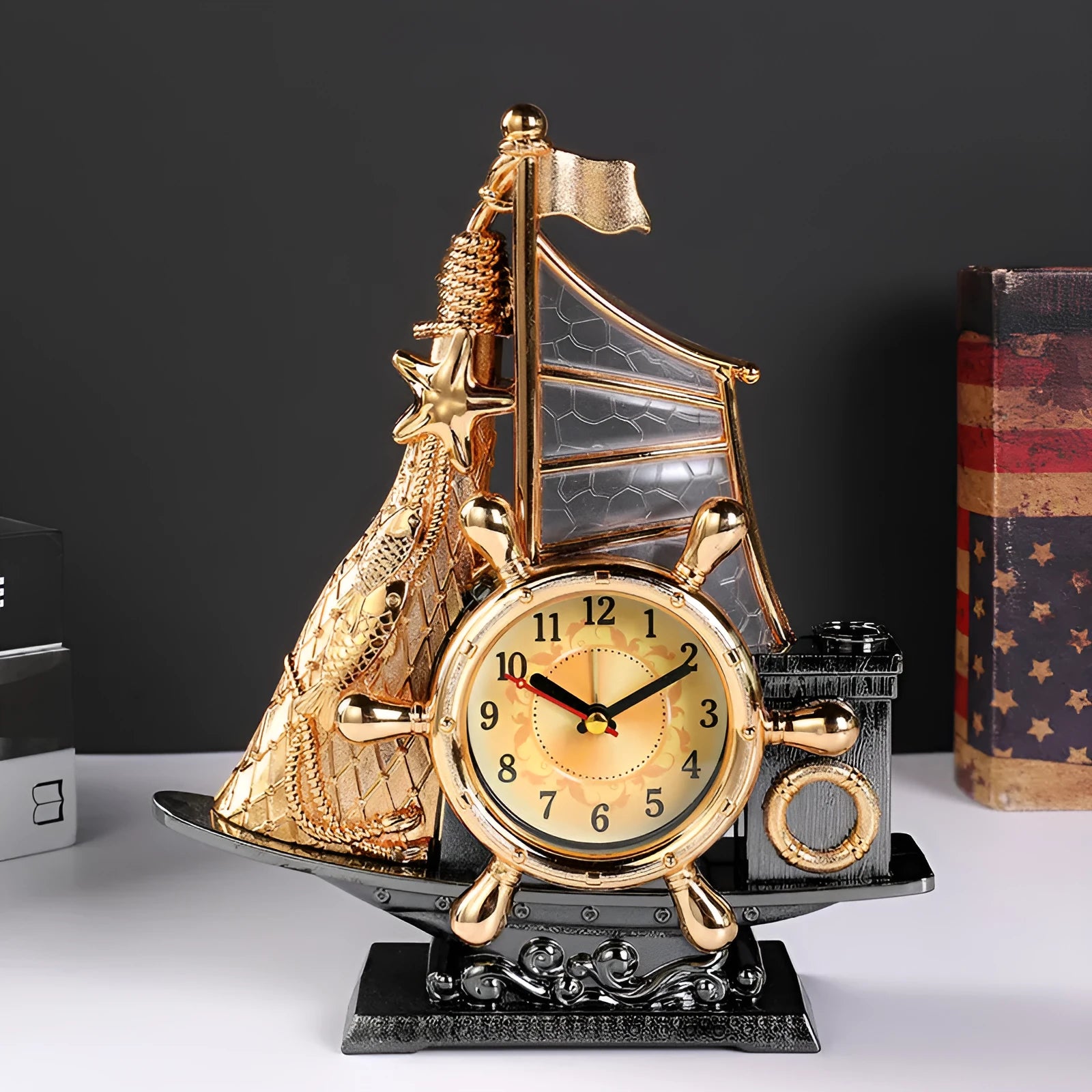 Fashion bedroom alarm clock with gold or silver metallic finish creative home decor