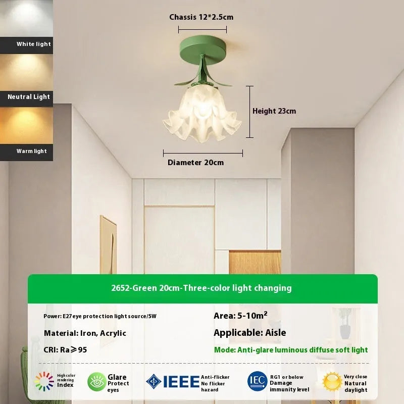Cream coloured LED corridor light with Linglan flower design and modern simplistic style
