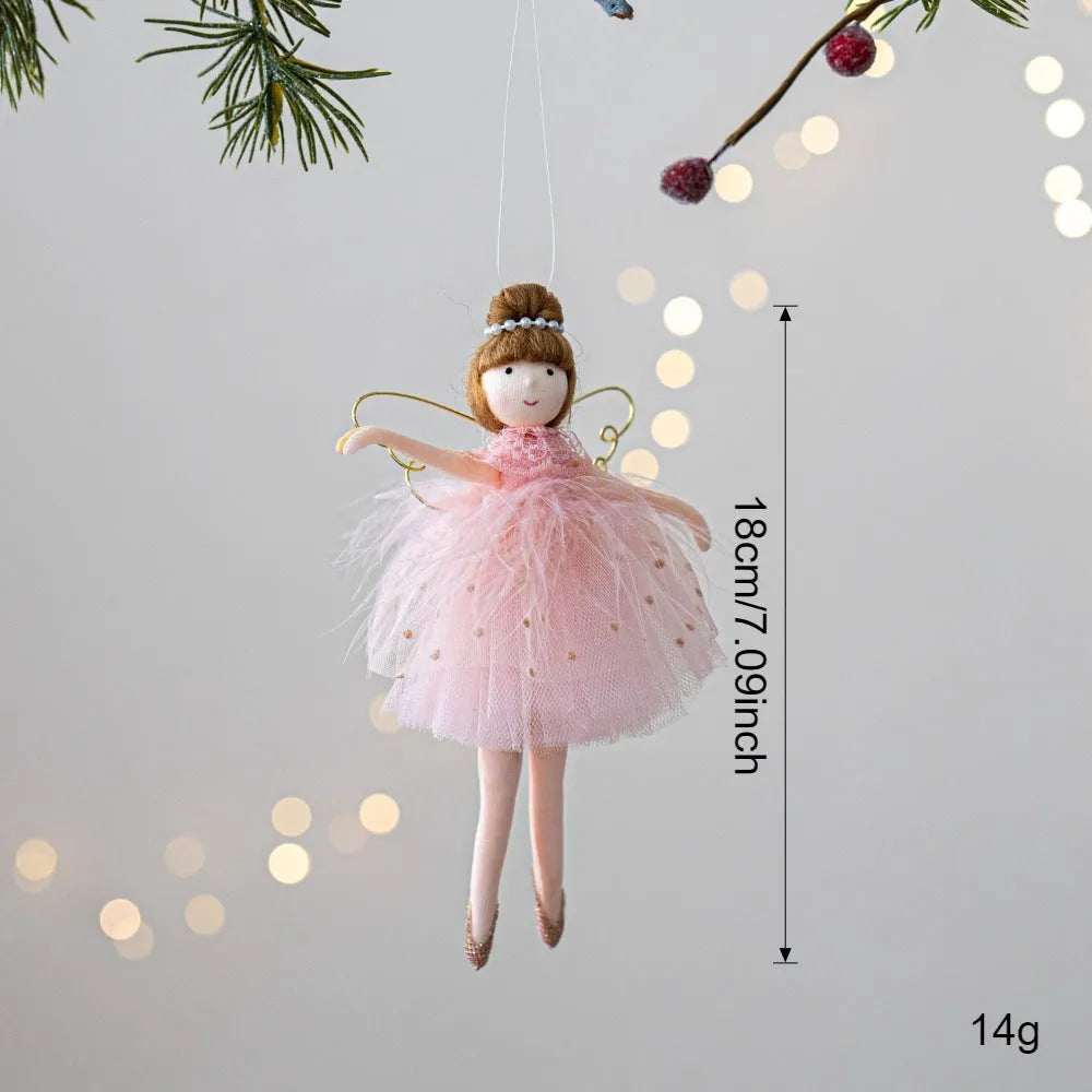 Pink and white ballet girl angel plush doll pendant with cloth fabric and modern design