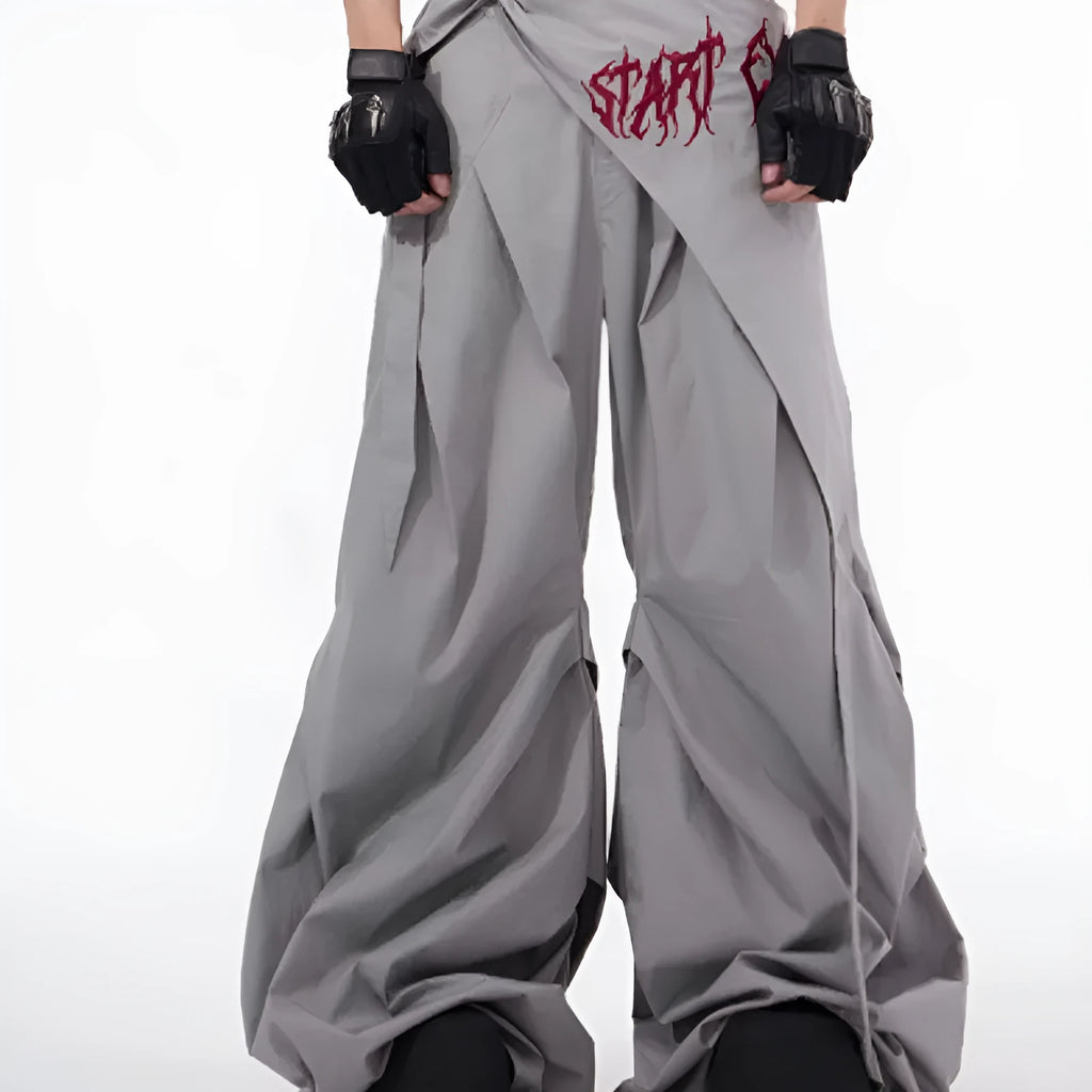 Boys wide-leg function pants in refined Korean style, black and grey solid colour options