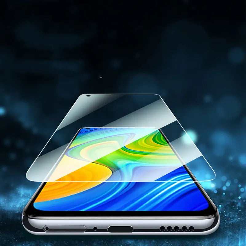 Xiaomi full-screen tempered glass phone screen protector on a mobile phone.