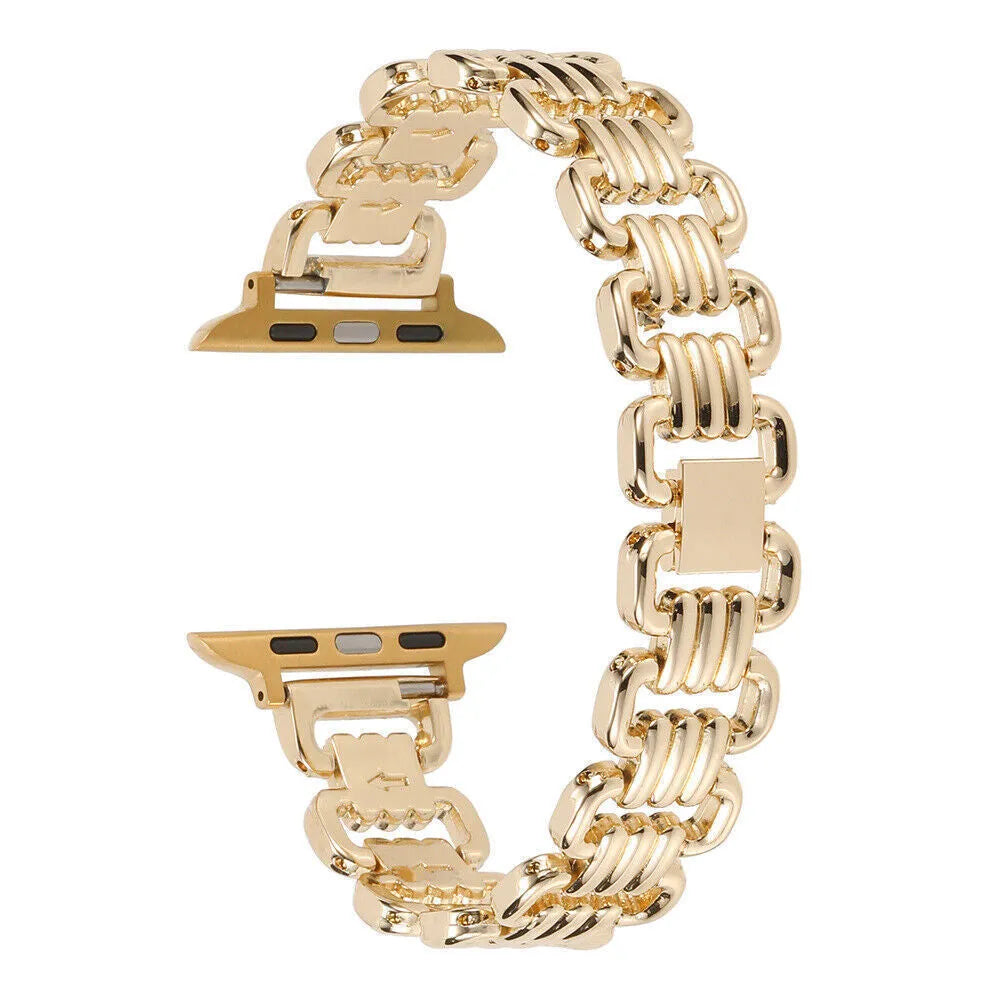 Alloy metal Apple Watch bracelet in silver, black, gold, rose gold, and Starlight colour options