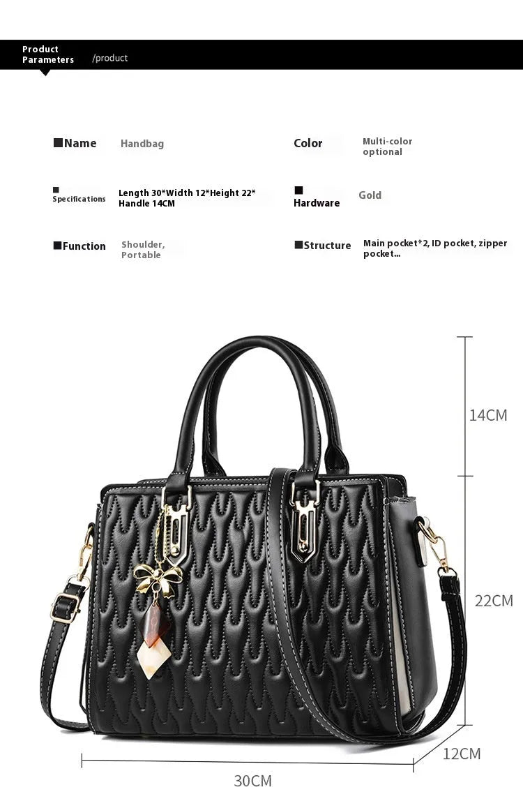 Women's large-capacity polyester messenger bag in street trend style with sandwich zipper pocket