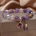 Purple amethyst crystal bracelet for women with micro inlay stone setting