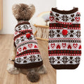 Pink blue grey camouflage patterned knitted dog sweater with snowflake design for small winter dogs