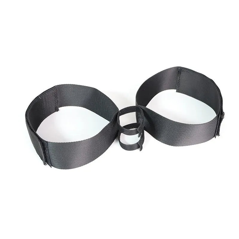 Black knitted sex toy strap for adult toy attachment