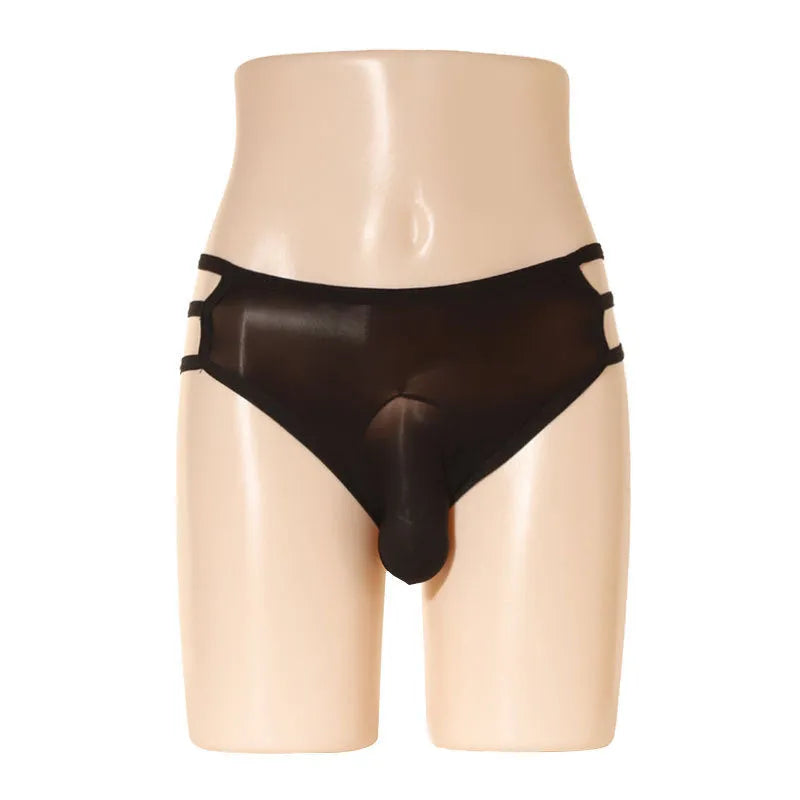 Men's transparent elephant nose shorts in nylon fabric with mid-waist design