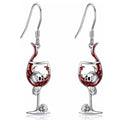 Halloween skull wine glass drop earrings with electroplated zinc alloy construction and geometric shapes