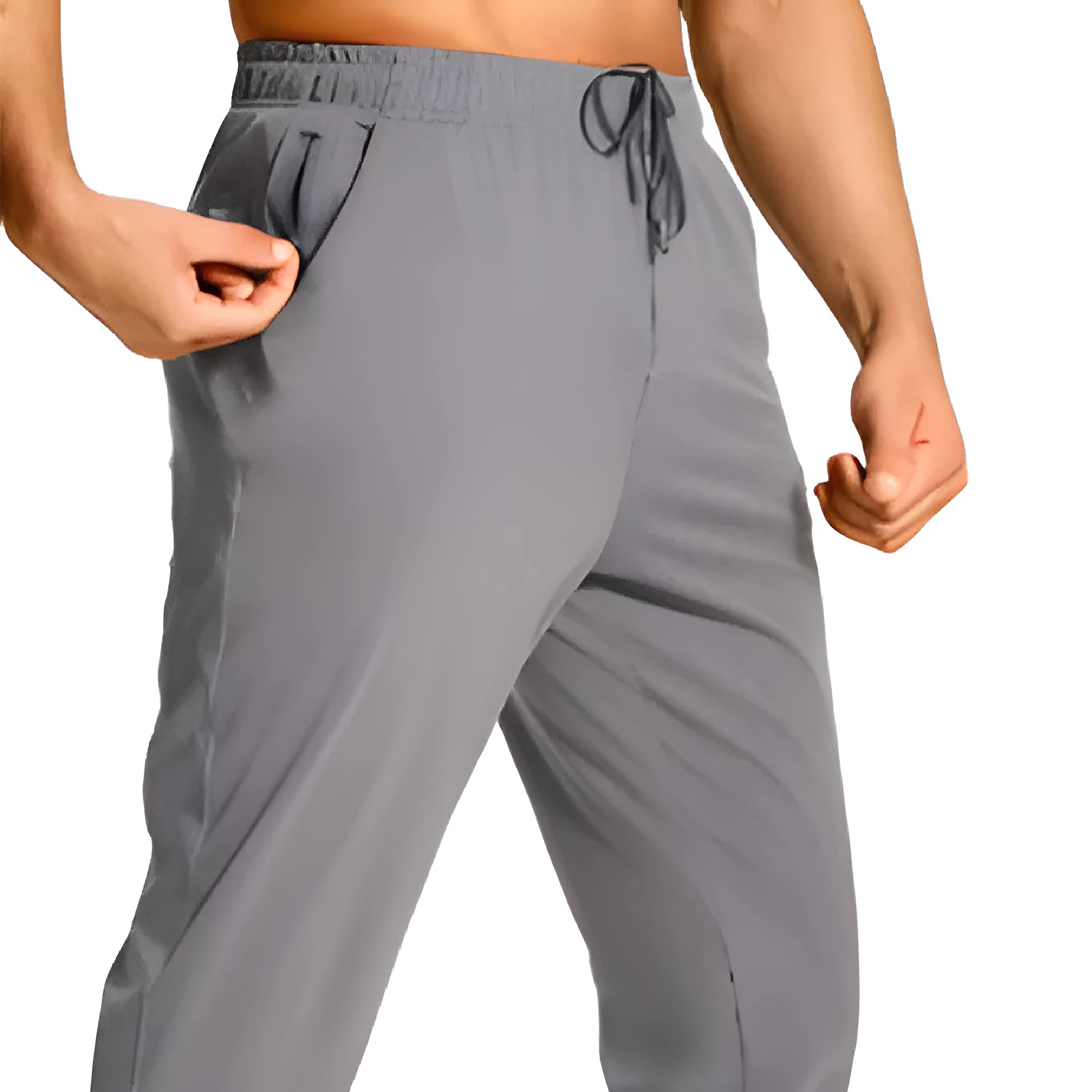 Men's loose casual trousers in solid colour polyester fabric available in multiple sizes