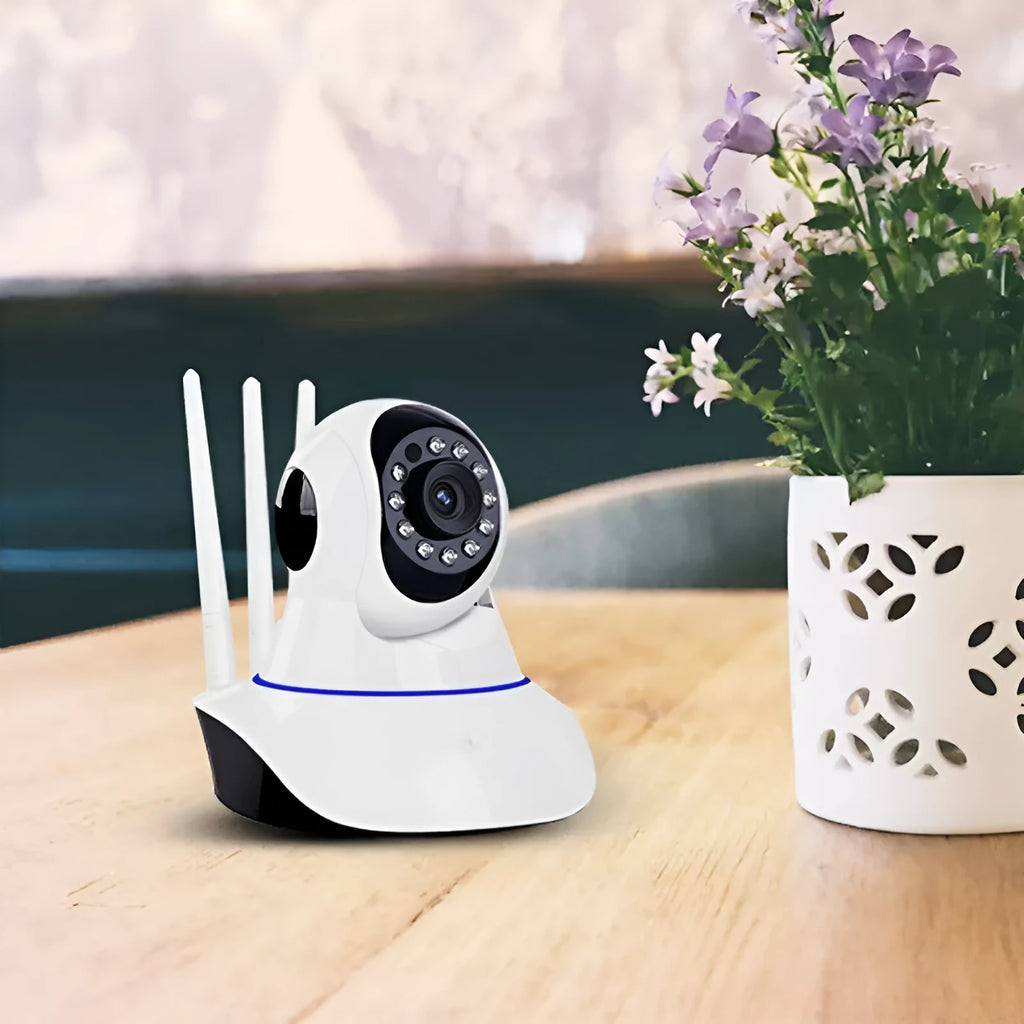 White dome-style wireless network camera with 3.6mm lens for HD surveillance