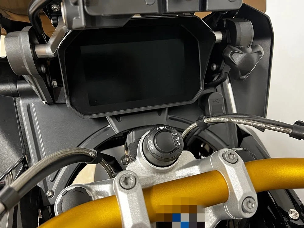 Black motorcycle cockpit fairing accessories for BMW R1250GS and R1200GS adventure models