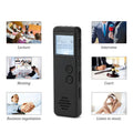 Black matte-finish digital voice recorder with screen, showing compact 88mm size.
