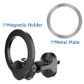 Black magnetic car air vent phone holder with O-ring clip for mobile phones up to 6.8 inches.