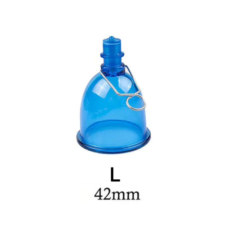 Blue silicone men's stretch exerciser cup shown in three size options S, M, L