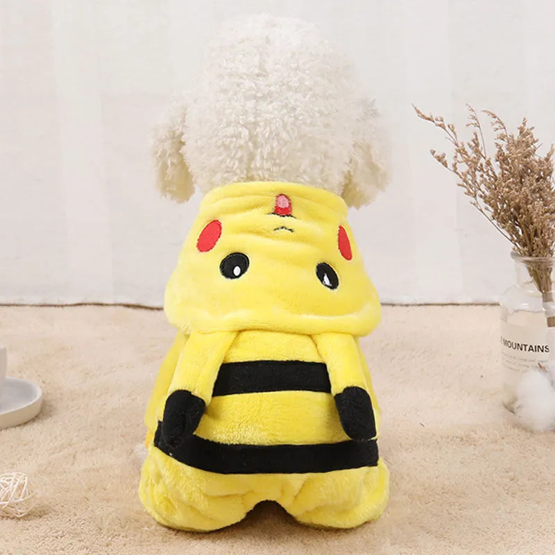 Fleece hooded coat for a small dog or cat on a white background