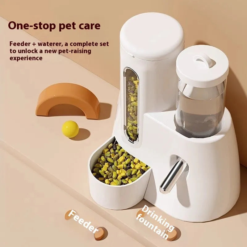 Hamster automatic drinking water feeder and food basin in white, blue or pink colour options