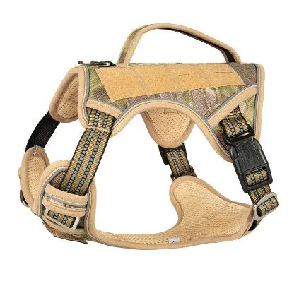 Oxford cloth tactical chest strap for a working dog in olive green colour.