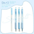 Four dual fluorescent calligraphy practice pens with 0.5mm nibs in neutral ink colours on white background