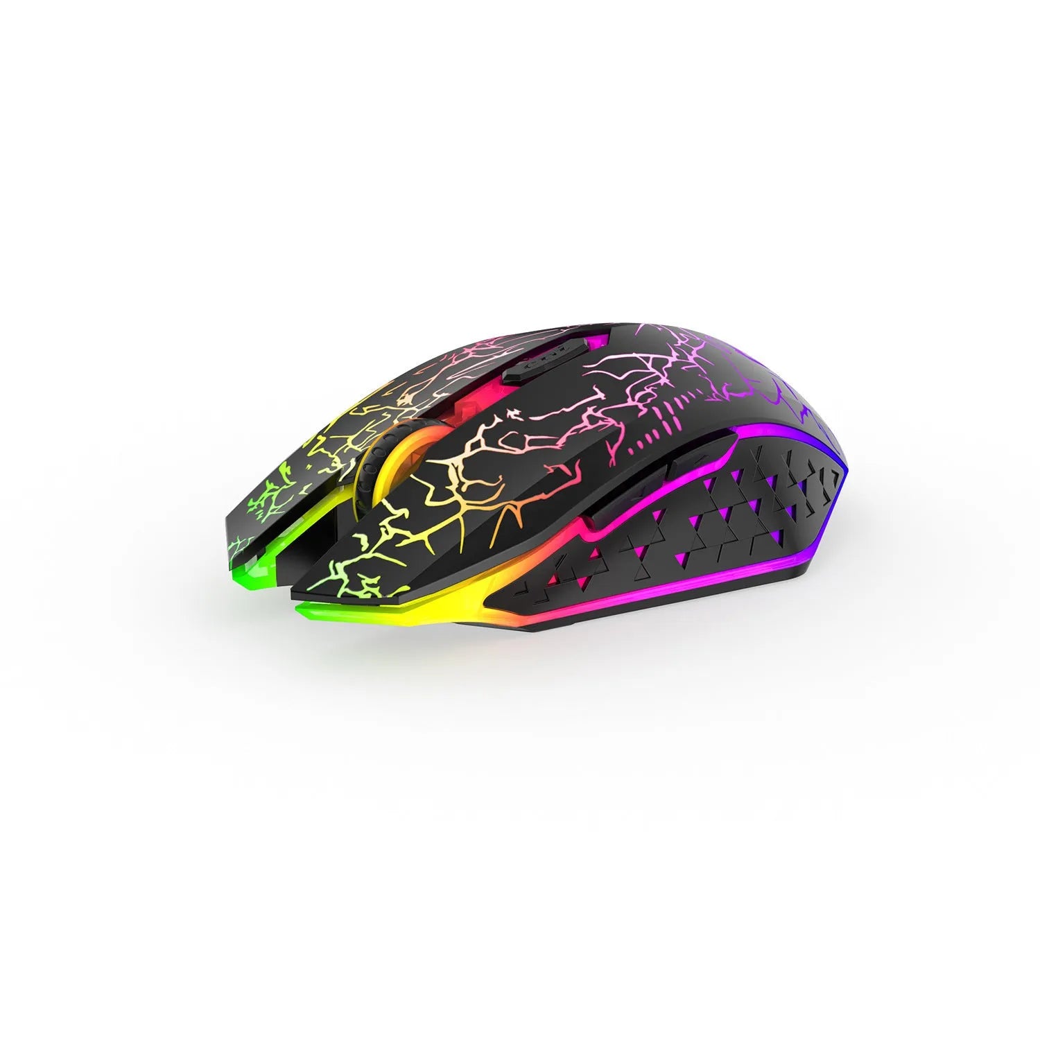 Black or white Bluetooth dual-mode gaming mouse with breathing light and charging cable