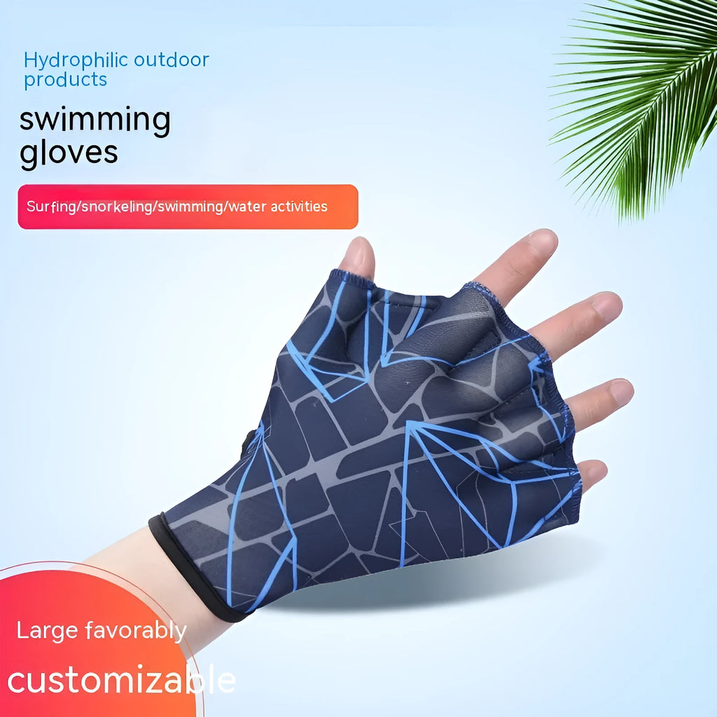 Duck feet webbed swimming gloves in various colour prints with nylon construction