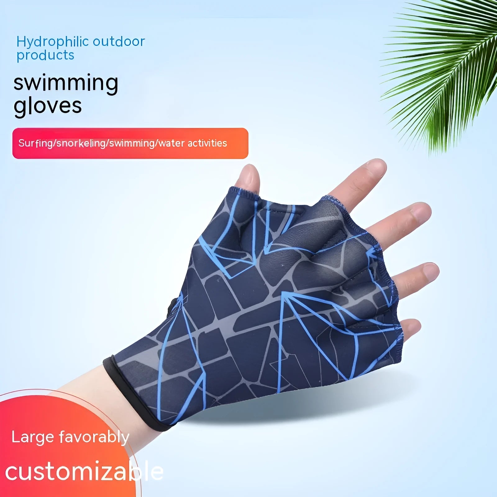 Duck feet webbed swimming gloves in various colour prints with nylon construction
