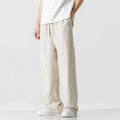 Men's bamboo fibre linen trousers in cropped length with drawstring waist and straight-leg cut