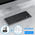 Ultra-thin wireless keyboard and mouse combo in black, gun colour, or silver with receiver and keyboard cover