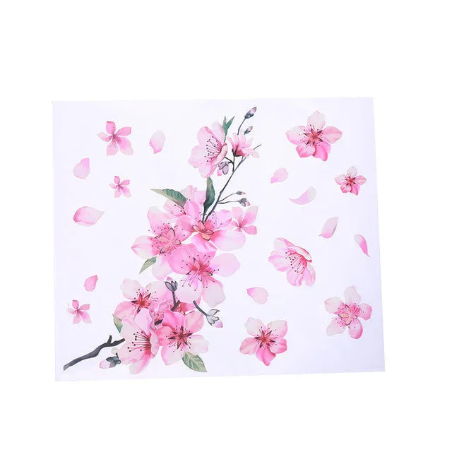 Cherry blossom flower pattern car vinyl sticker in two size options on a white background.