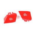 Red and blue BMW steering wheel M1 M2 mode replacement button set with installation keys.