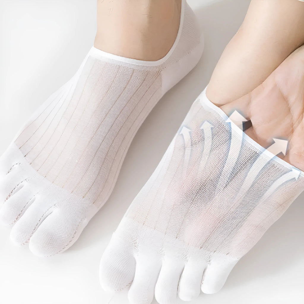 Modal cotton five-finger ultra-thin boat socks in black, dark grey, khaki, light grey and white colours