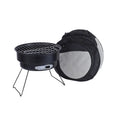 Small folding round ice stove with charcoal barbecue grill, mesh, and furnace legs for outdoor cooking
