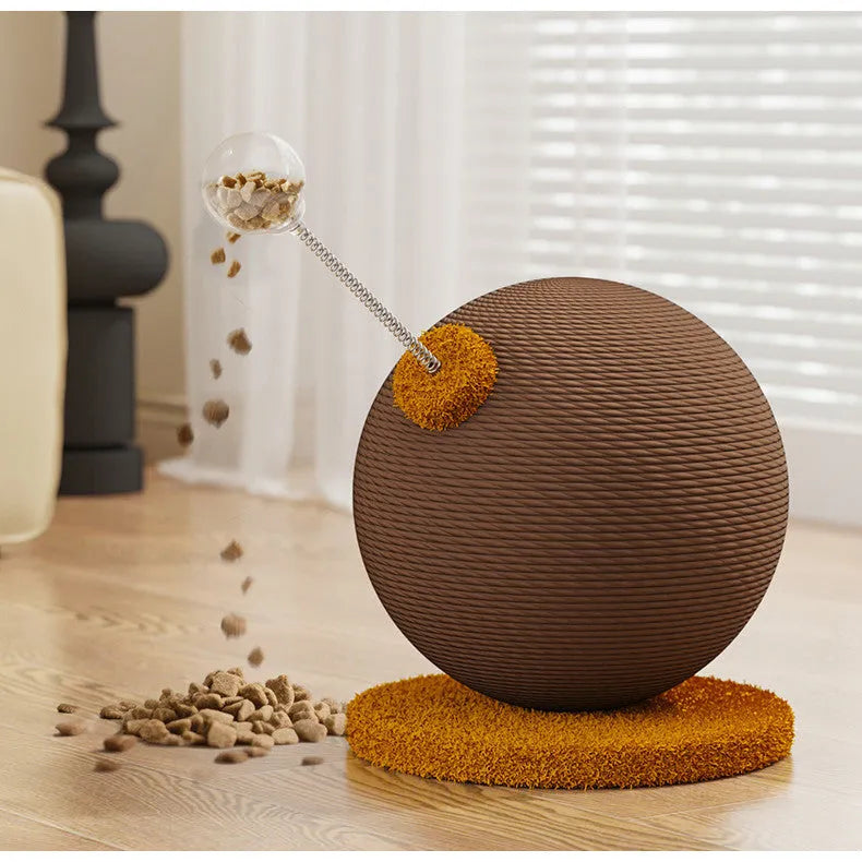 Large and small hemp rope cat scratch board with integrated cat grasping ball toy
