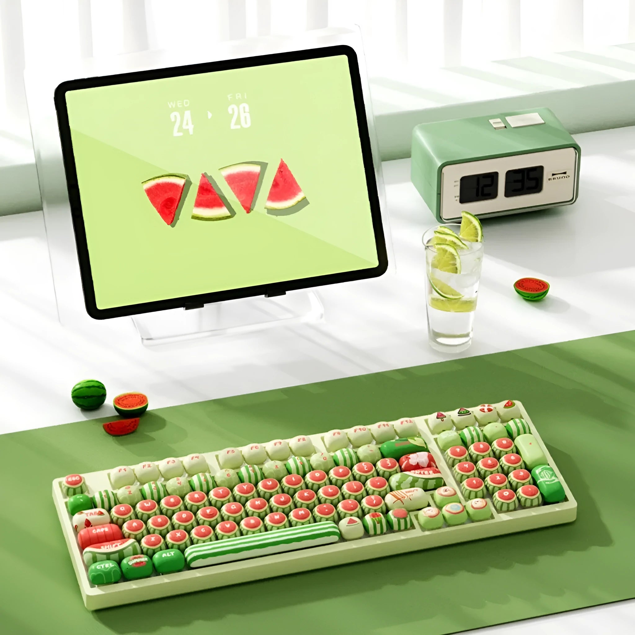 Watermelon theme blue colour mechanical keyboard keycaps with five-sided sublimation printing