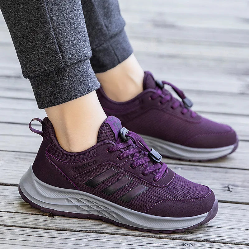 Elastic band mesh mom shoes in multiple colours with slip-on design for men and women