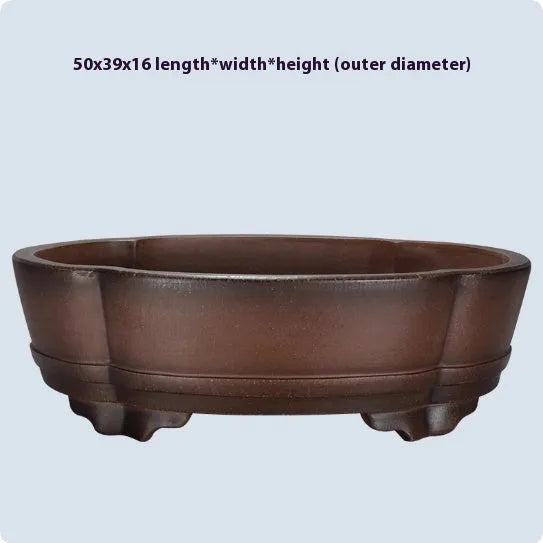 Classical purple clay flower pot for plants, shown on a tabletop.