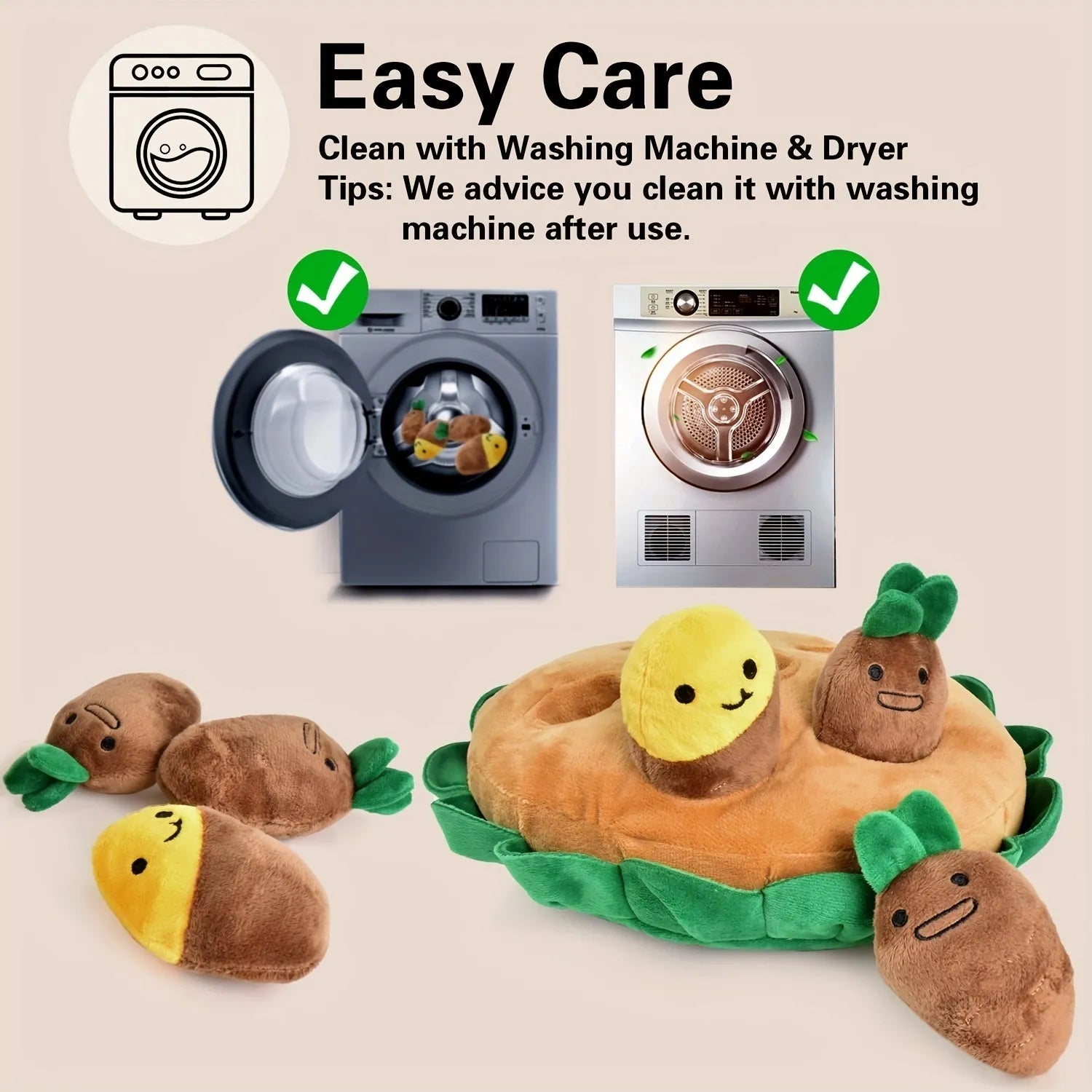 Yellow interactive dog sniffing pad made of polyester with removable squeaky plush toys for foraging training