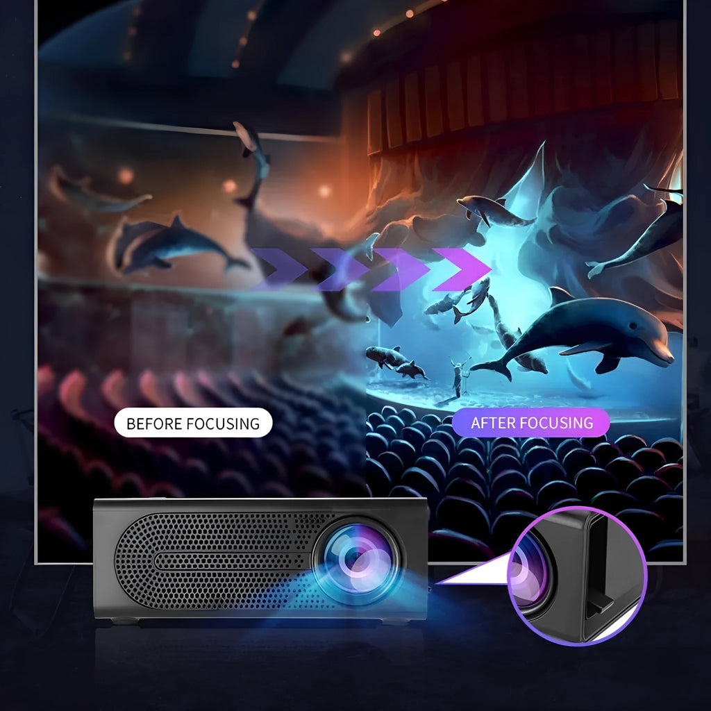 Black or white portable mini projector with wired connection cable for mobile phones