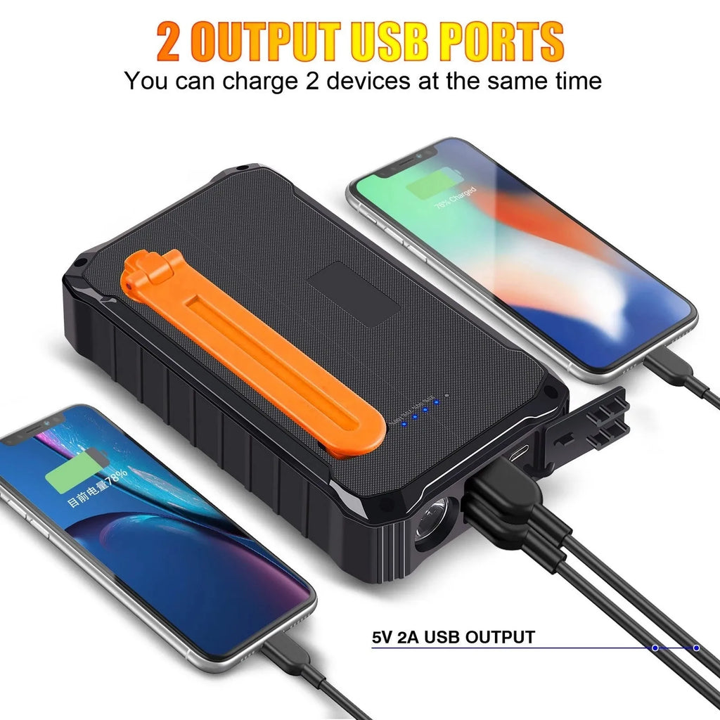Green portable solar power bank with hand crank and 12000mAh capacity
