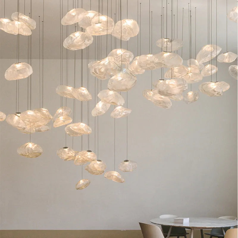 Modern glass decorative chandelier with light luxury design in clear, amber or smoke grey colour options