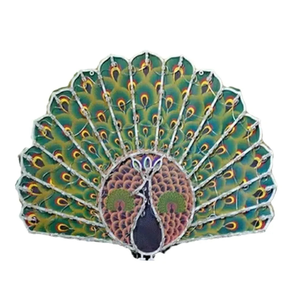 Christmas outdoor string lights showing peacock, love heart, sunflower and star shaped lamps for festive decoration