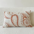 American-style jacquard paisley sofa cushion in amber colour with plant and flower pattern