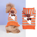 Orange striped Halloween pet sweater with hood and fur ball details for cats and dogs