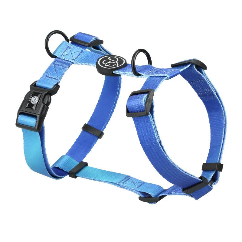 Gradient colour pet chest and back harness for dogs in one of four pattern options.