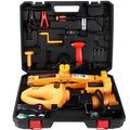 Yellow electric car jack set with matching power wrench for vehicle maintenance