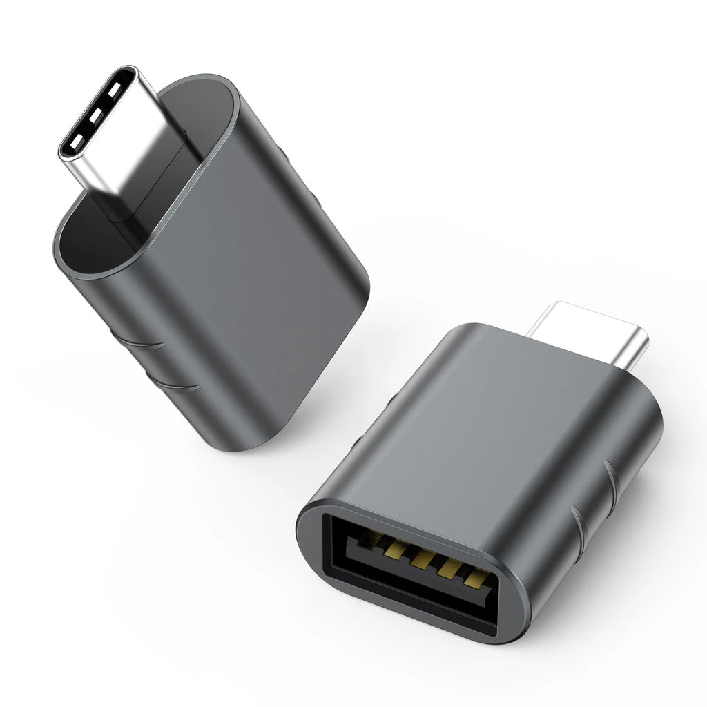 Zinc alloy USB-C to USB-A converter adapter in metallic finish for 10Gbps data and charging