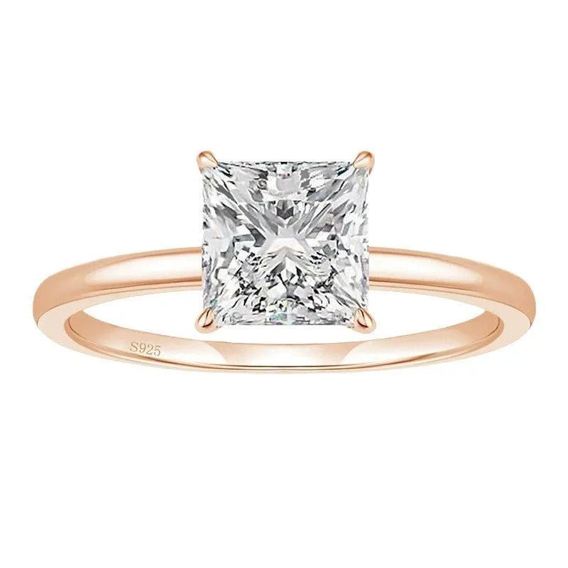 Polished 925 sterling silver women's ring with geometric round design in silver, gold, and rose gold colour options