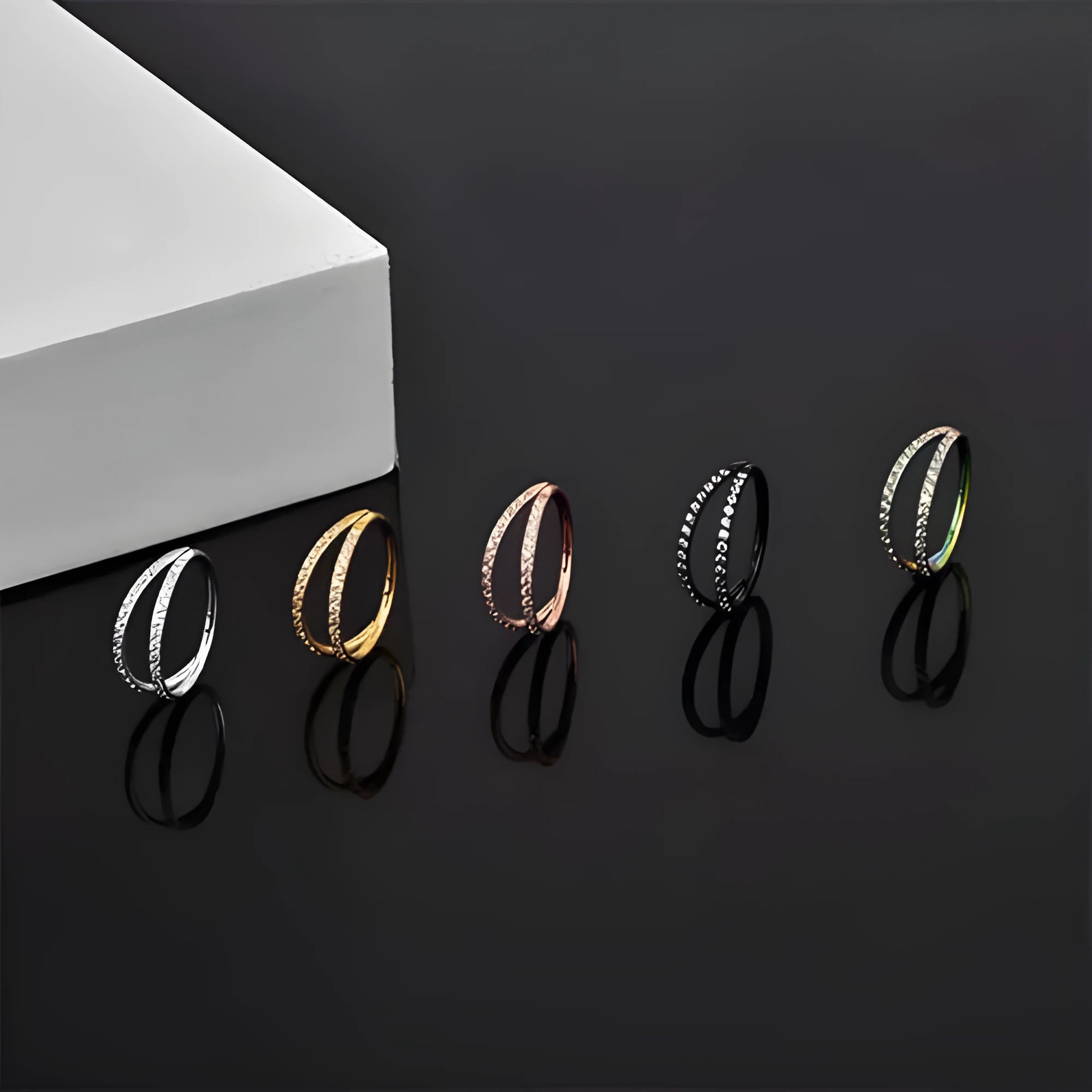 Titanium alloy nose ring and earring piercing jewellery in gold or steel colour with zircon accent