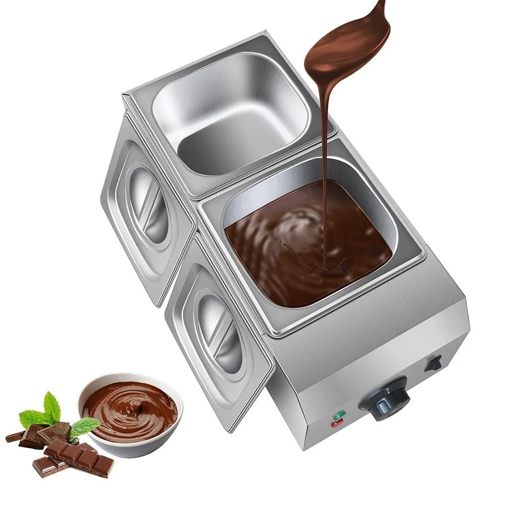 Commercial electric chocolate melting machine with digital temperature display and water insulation heating system.